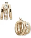 Dkny Marquise Gold-tone Split Hoop Earrings In White