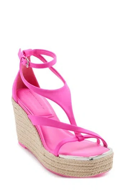 Dkny Maryn Espadrille Platform Wedge Sandal In Shocking Pink