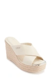 Dkny Maryn Espadrille Womens Bone Crossband Platform Wedge Sandal Gal1198 In Multi
