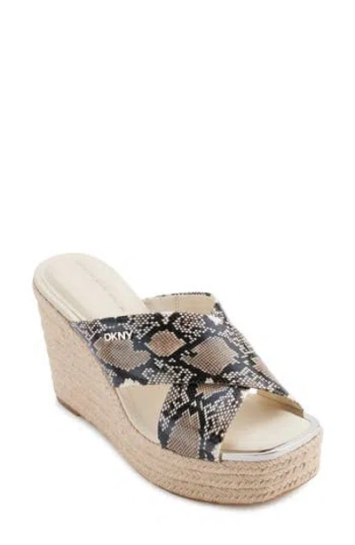 Dkny Maryn Snakeskin Embossed Platform Wedge Sandal In Multi