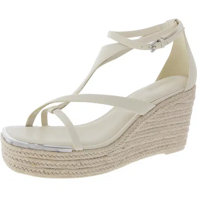 Dkny Maryn Womens Embellished Faux Leather Platform Sandals In Beige