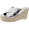 Dkny Maryn Crossband Espadrille Platform Wedge Sandals In Silver