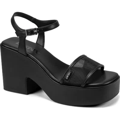 Dkny Mavelle Ankle Strap Platform Sandal In Black