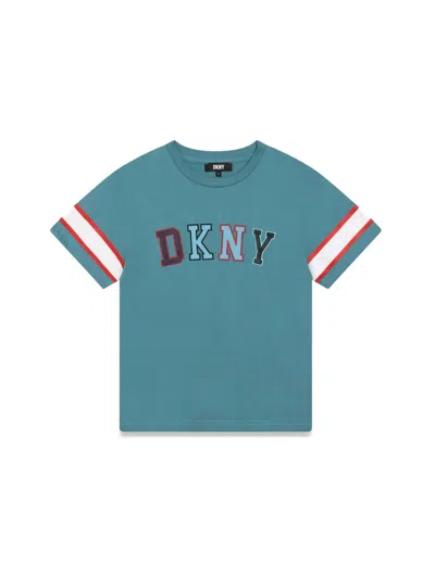Dkny Kids' Mc Logo Stripe T-shirt In Azure