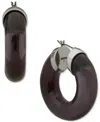 Dkny Medium Clear Or Colored Resin Puffy Hoop Earrings In Gray