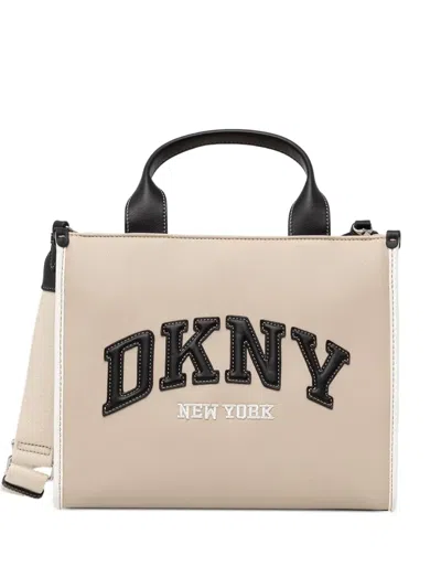 Dkny Medium Hadlee Logo-patch Tote Bag In Neutral