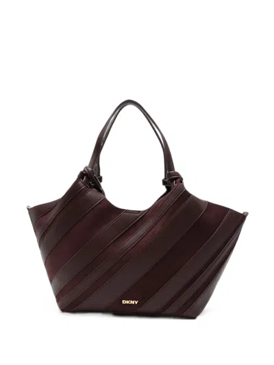 Dkny Medium Paula Diagonal-stripe Tote Bag In Burgundy