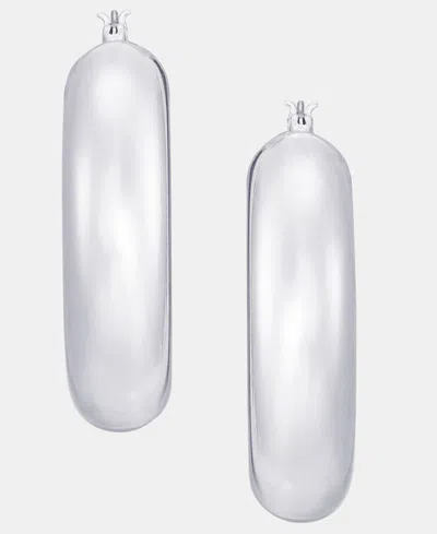 Dkny Medium Thick Hoop Earrings, 1.6" In Silver