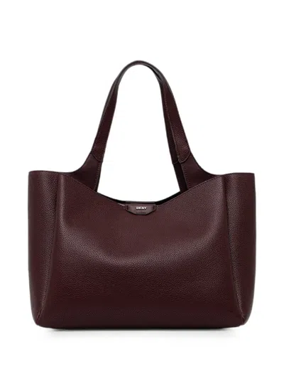 Dkny Medium Willa Logo-plaque Pebbled-leather Tote Bag In Burgundy