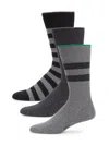Dkny Men's 3-pack Contrast Striped Crew Socks In Grey