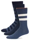 Dkny Men's 3-pack Contrast Striped Crew Socks In Blue