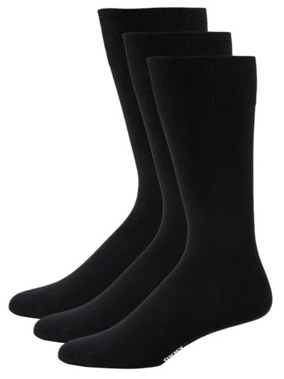 Dkny Babies'  Men's 3-pack Ribbed Crew Socks In Black