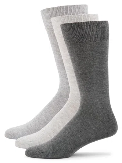 Dkny Babies' Men's 3-pack Ribbed Crew Socks In Medium Grey
