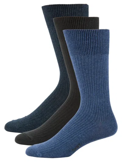 Dkny Babies'  Men's 3-pack Solid Crew Socks In Blue