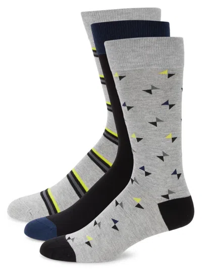 Dkny Men's 3-pack Two Tone Crew Socks In Charcoal