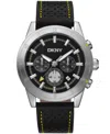 Dkny Men's Bryant Park Chronograph Black Leather Strap Watch, 44mm