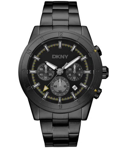 Dkny Men's Bryant Park Chronograph Black Stainless Steel Bracelet Watch, 44mm