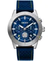 Dkny Men's Bryant Park Chronograph Dark Blue Leather Strap Watch, 44mm