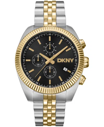 Dkny Men's Chronograph Black Dial Two-tone Gold Stainless Steel Bracelet Watch, 42mm