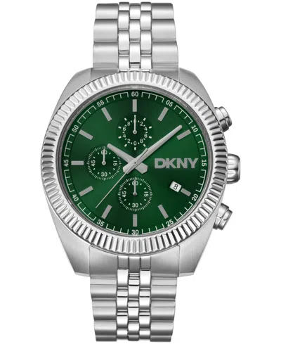 Dkny Men's Chronograph Green Dial Stainless Steel Bracelet Watch, 42mm In Gray