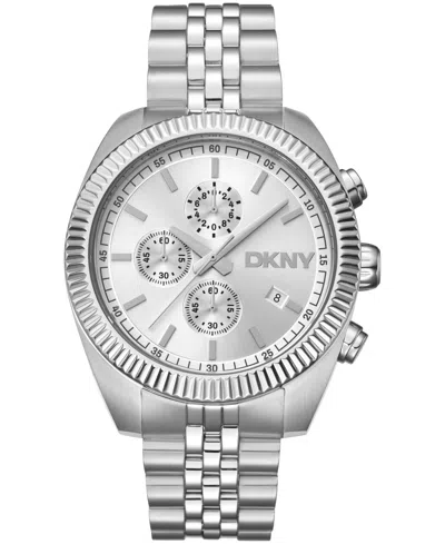 Dkny Men's Chronograph Silver Dial Stainless Steel Bracelet Watch, 42mm In Orange