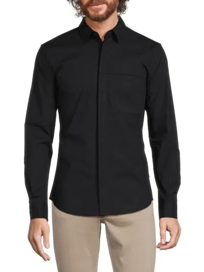 Dkny Men's City Grid Check Shirt In Black