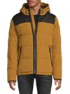 Dkny Men's Classic Fit Logo Hooded Puffer Jacket In Gold