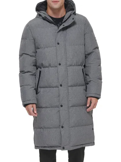 Dkny Men's Classic Fit Quilted Parka Jacket In Heather Grey