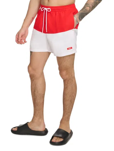 DKNY MEN'S COLORBLOCK DRAWSTRING SWIM SHORTS