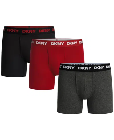 Dkny Men's Cooling Cotton Boxer Briefs, 3-pack In Multi