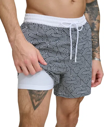 Dkny Men's Core Logo Stretch 5" Volley Shorts In Crosswalk