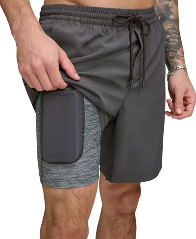 Dkny Men's Core Stretch Hybrid 7" Volley Shorts In Charcoal