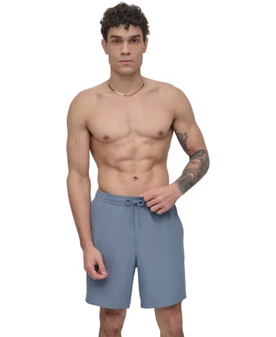 Dkny Men's Core Valley Stretch Performance 7" Volley Shorts In Blue