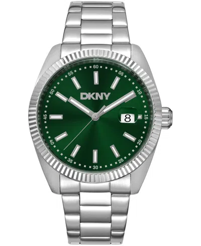 Dkny Men's Date Green Dial Stainless Steel Bracelet Watch, 40mm