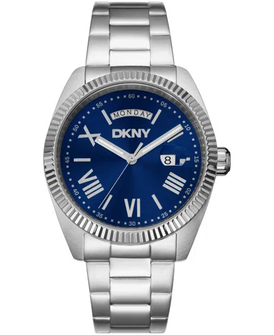 Dkny Men's Day Date Blue Dial Stainless Steel Bracelet Watch, 41mm