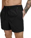 Dkny Diamond Pintuck Swim Trunks In Black