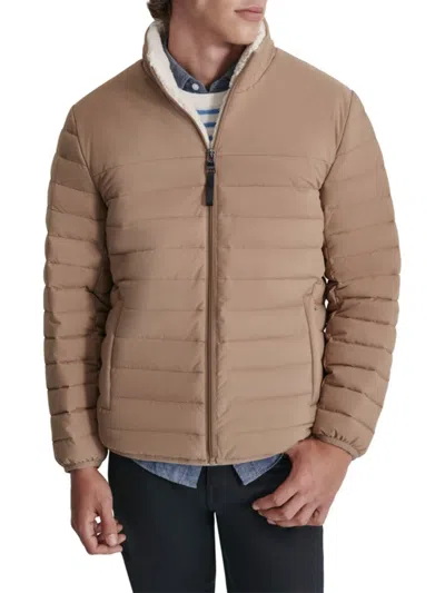 Dkny Men's Quilted Fleece-lined Full-zip Puffer Jacket In Tan