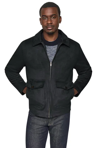 Dkny Men's Faux Suede Trucker Jacket In Black