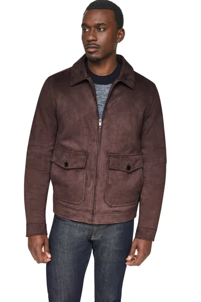 Dkny Men's Faux Suede Trucker Jacket In Brown