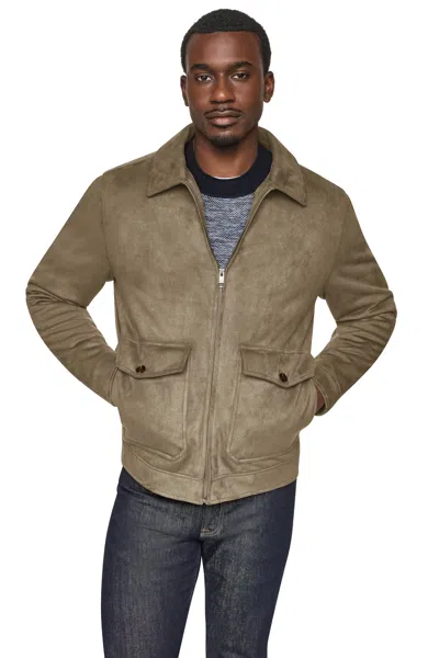 Dkny Men's Faux Suede Trucker Jacket In Green