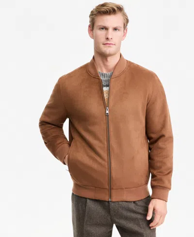 Dkny Men's Faux-suede Bomber Jacket In Brown