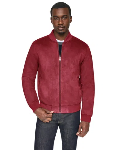 Dkny Men's Faux-suede Bomber Jacket In Burgundy