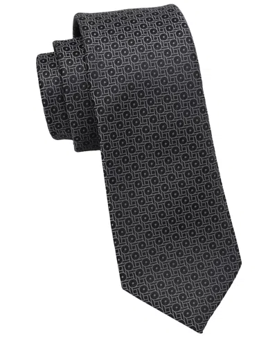 Dkny Men's Geo Neat Geometric Pattern Slim Tie In Black