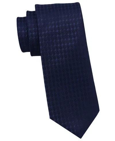 Dkny Men's Geo Neat Geometric Pattern Slim Tie In Navy