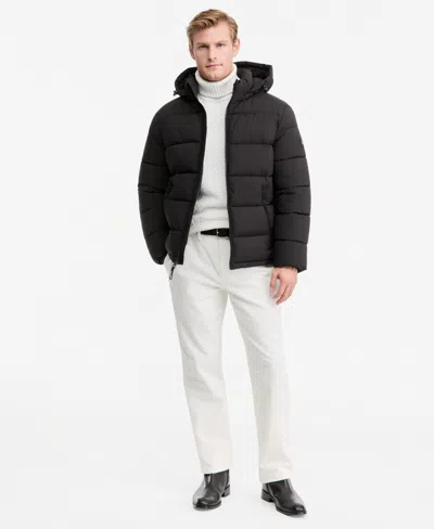 Dkny Men's Hooded Puffer Jacket In Black