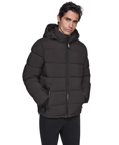 Dkny Men's Hooded Puffer Jacket In Black