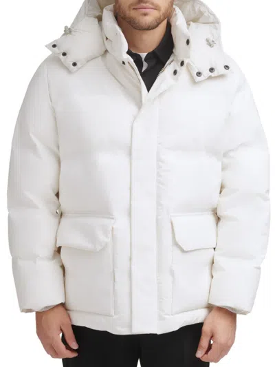 Dkny Hooded Puffer Jacket In White