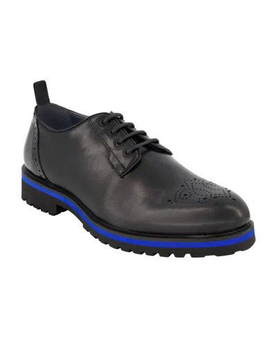 Dkny Men's Leather Contrast Lace Up Shoes In Black