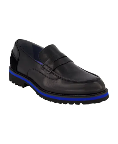 DKNY MEN'S LEATHER CONTRAST PENNY LOAFERS