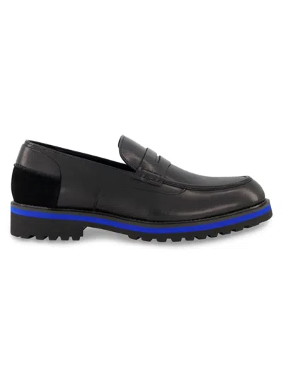 Dkny Men's Leather Contrast Penny Loafers In Black